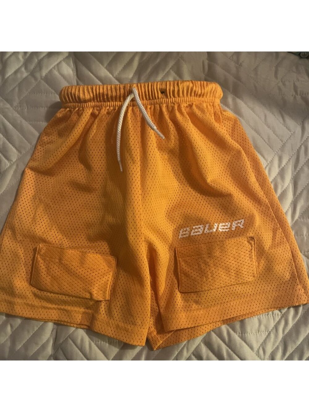 Bauer Core Mesh Jock Hockey/Lacrosse Shorts With Protective Cup Size XS Orange